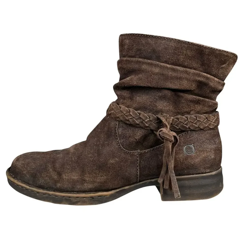 Born Women’s Ouvea Distressed Suede Side Zip Ankle Boot Size US 8